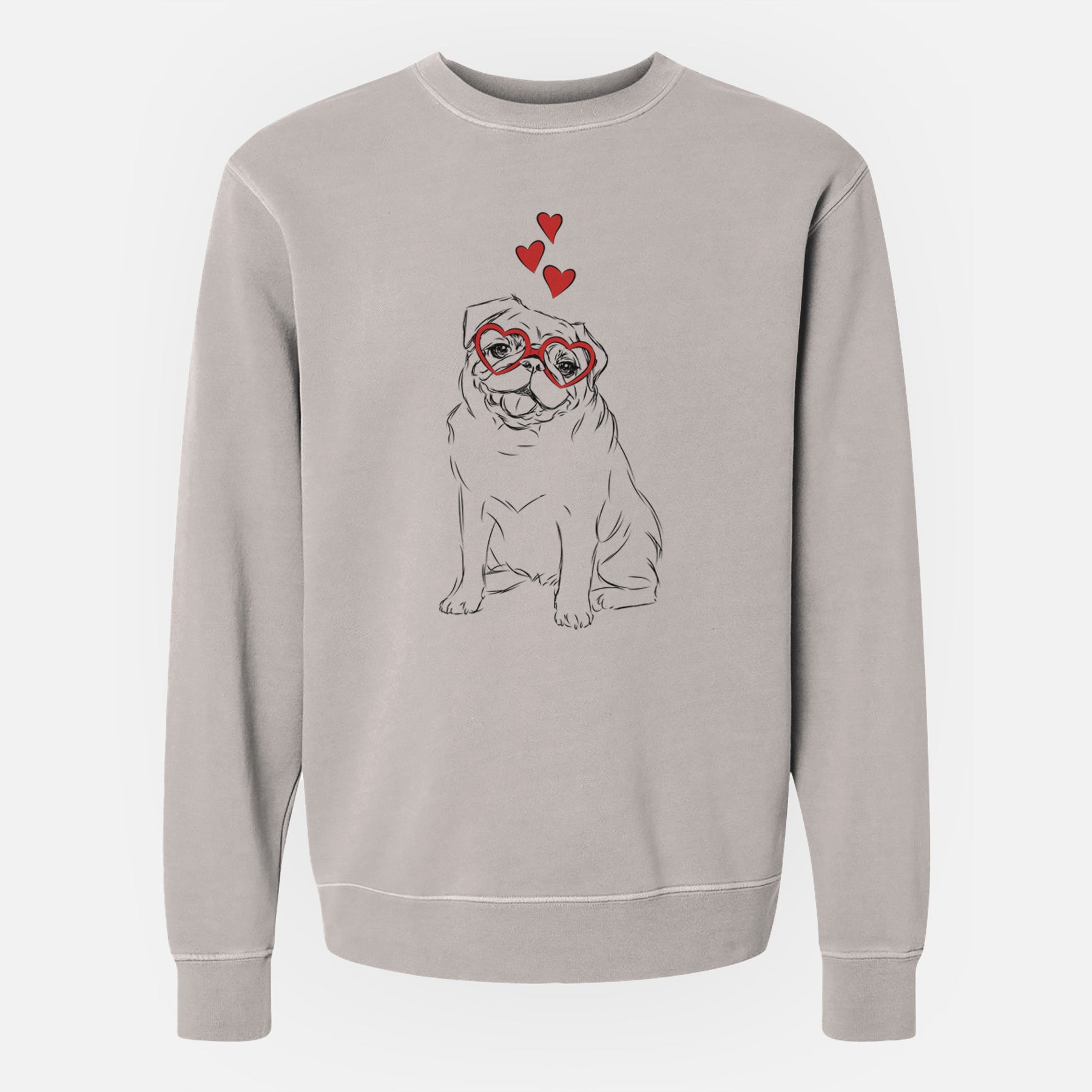 Valentine Higgins the Pug - Unisex Pigment Dyed Crew Sweatshirt