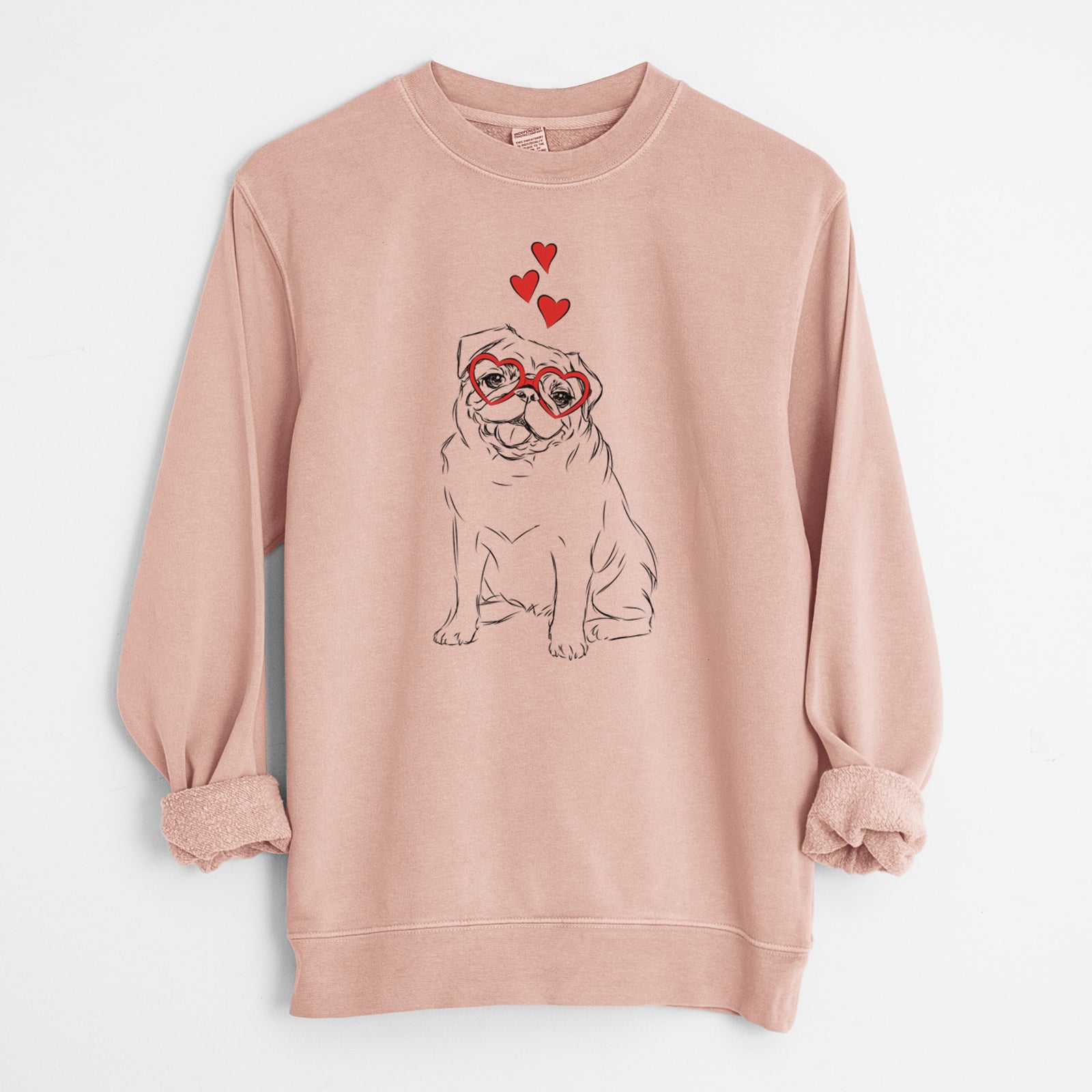 Valentine Higgins the Pug - Unisex Pigment Dyed Crew Sweatshirt