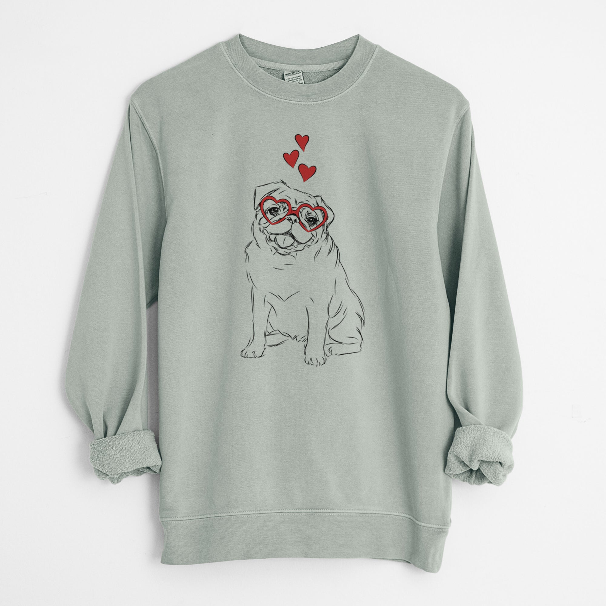 Valentine Higgins the Pug - Unisex Pigment Dyed Crew Sweatshirt