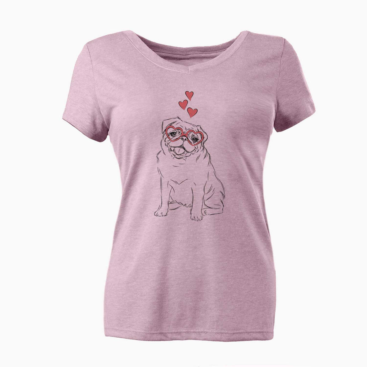 Valentine Higgins the Pug - Women's V-neck Shirt