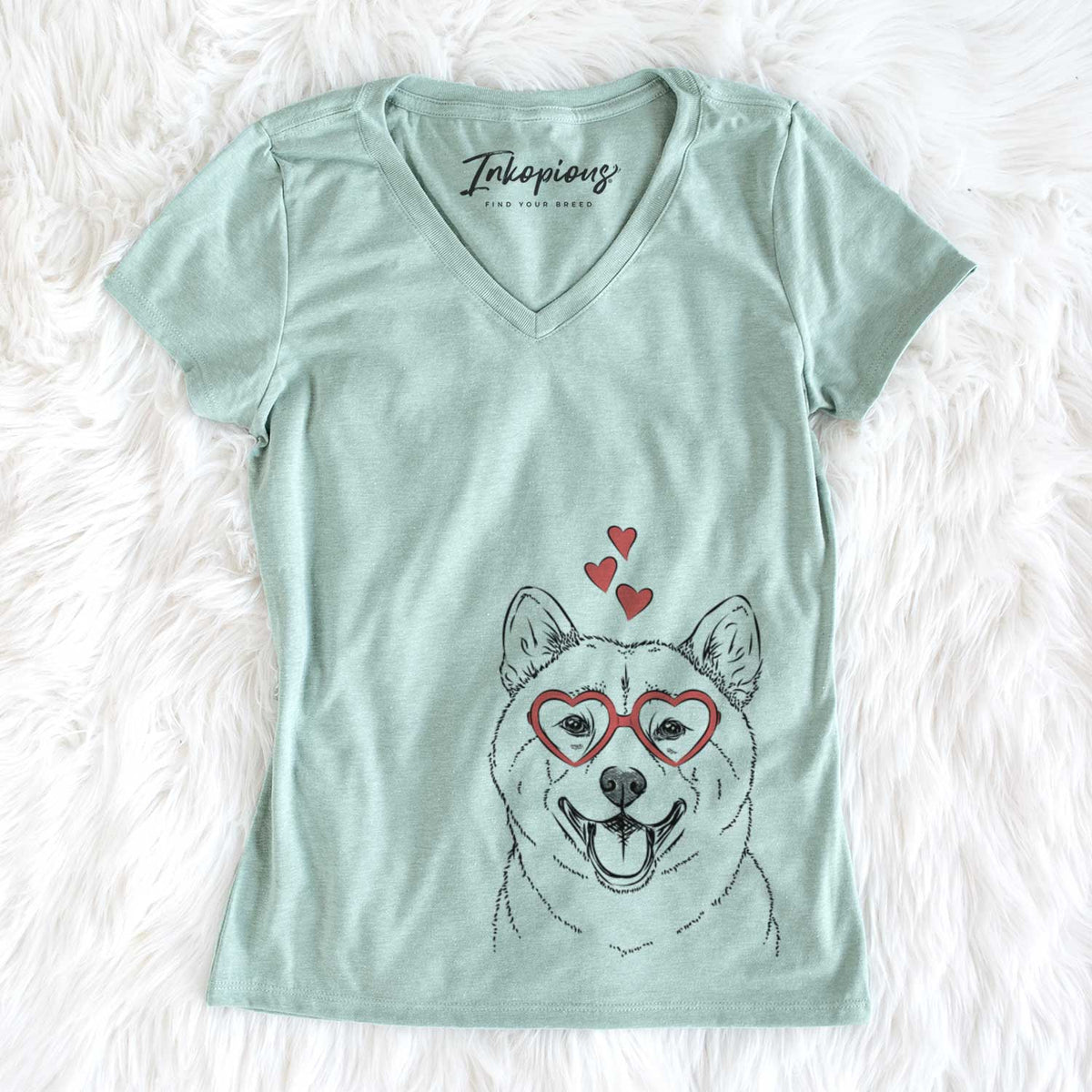 Valentine Hiro the Shiba Inu - Women&#39;s V-neck Shirt