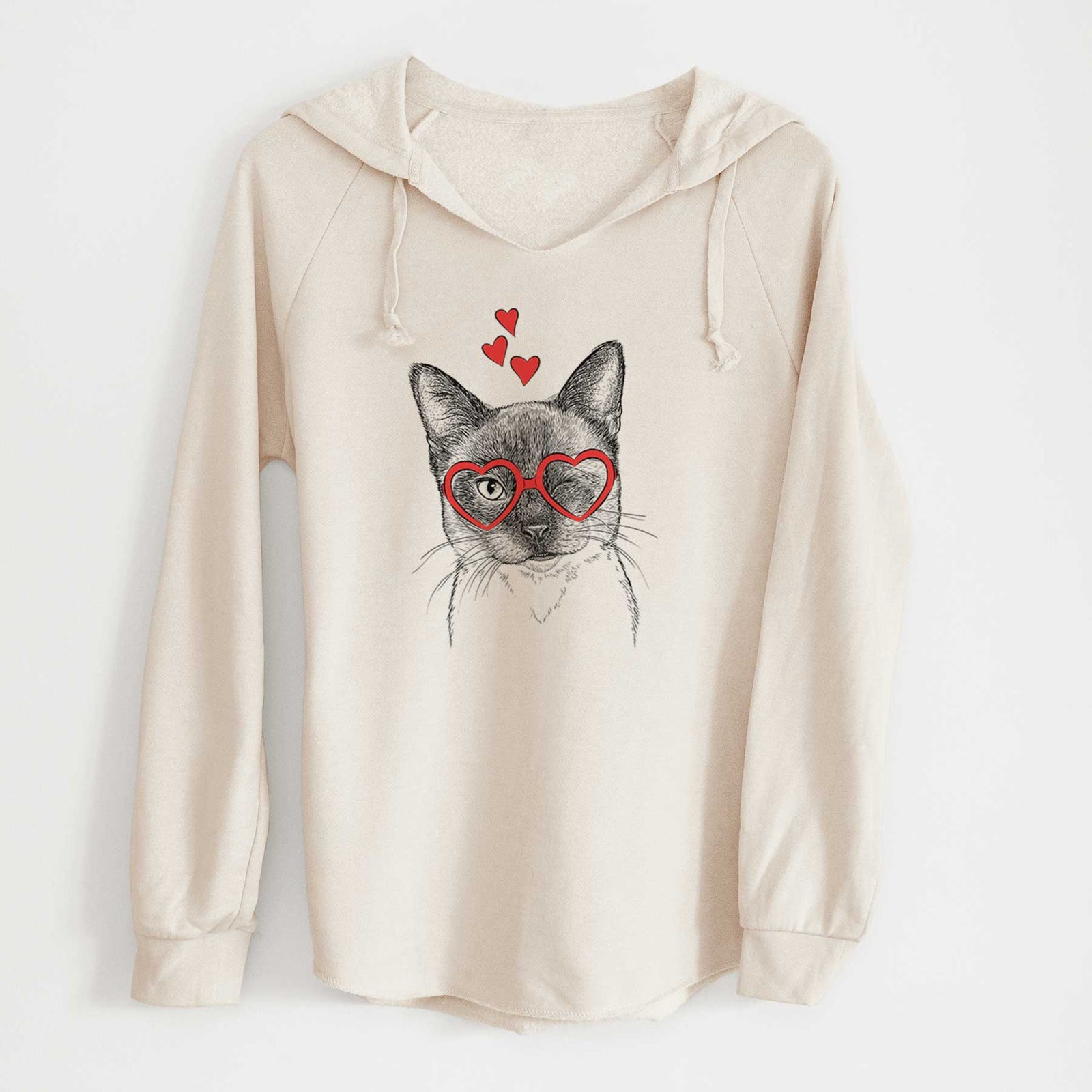 Valentine Hoggle the Siamese Cat - Cali Wave Hooded Sweatshirt