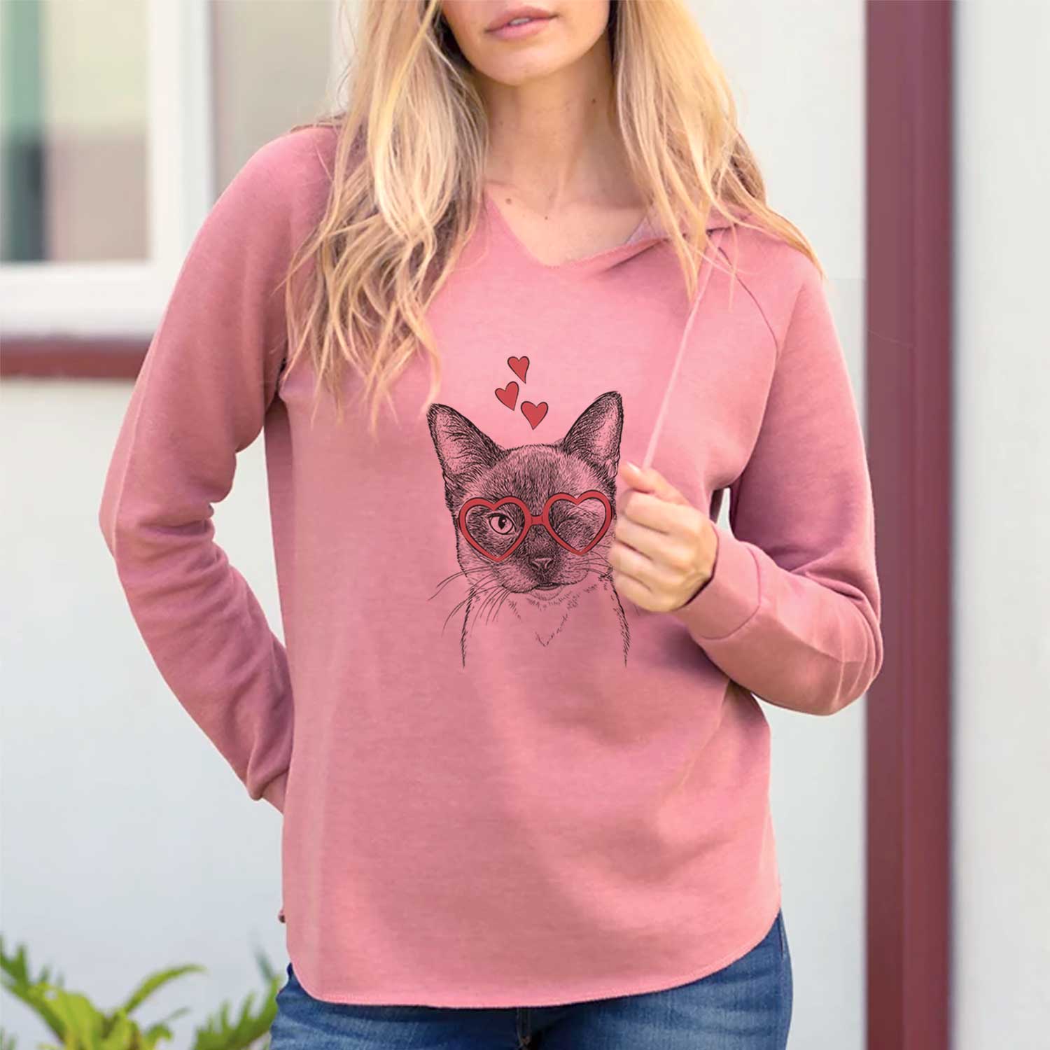 Valentine Hoggle the Siamese Cat - Cali Wave Hooded Sweatshirt