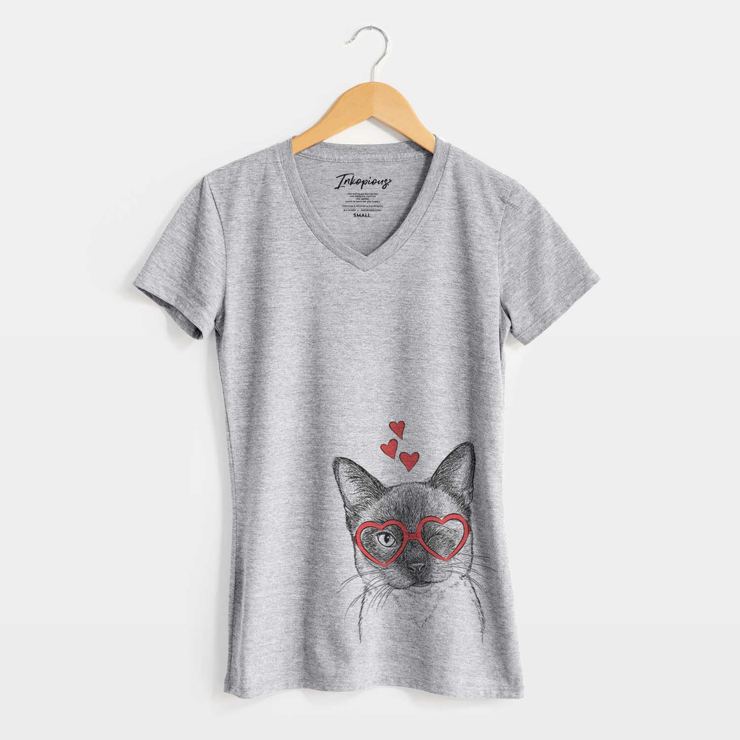 Valentine Hoggle the Siamese Cat - Women's V-neck Shirt