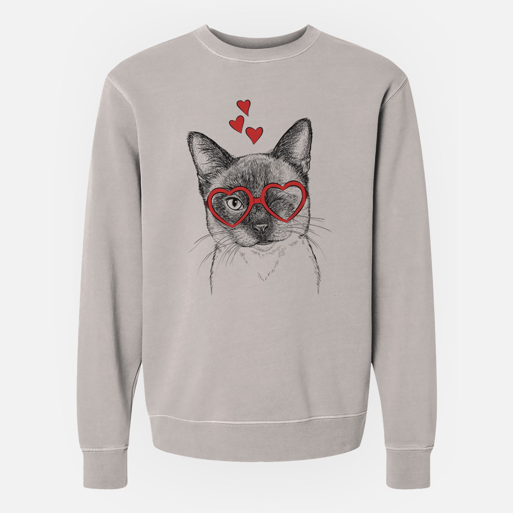 Valentine Hoggle the Siamese Cat - Unisex Pigment Dyed Crew Sweatshirt