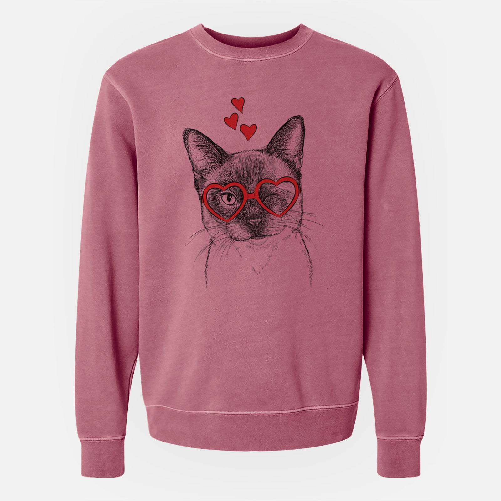 Valentine Hoggle the Siamese Cat - Unisex Pigment Dyed Crew Sweatshirt