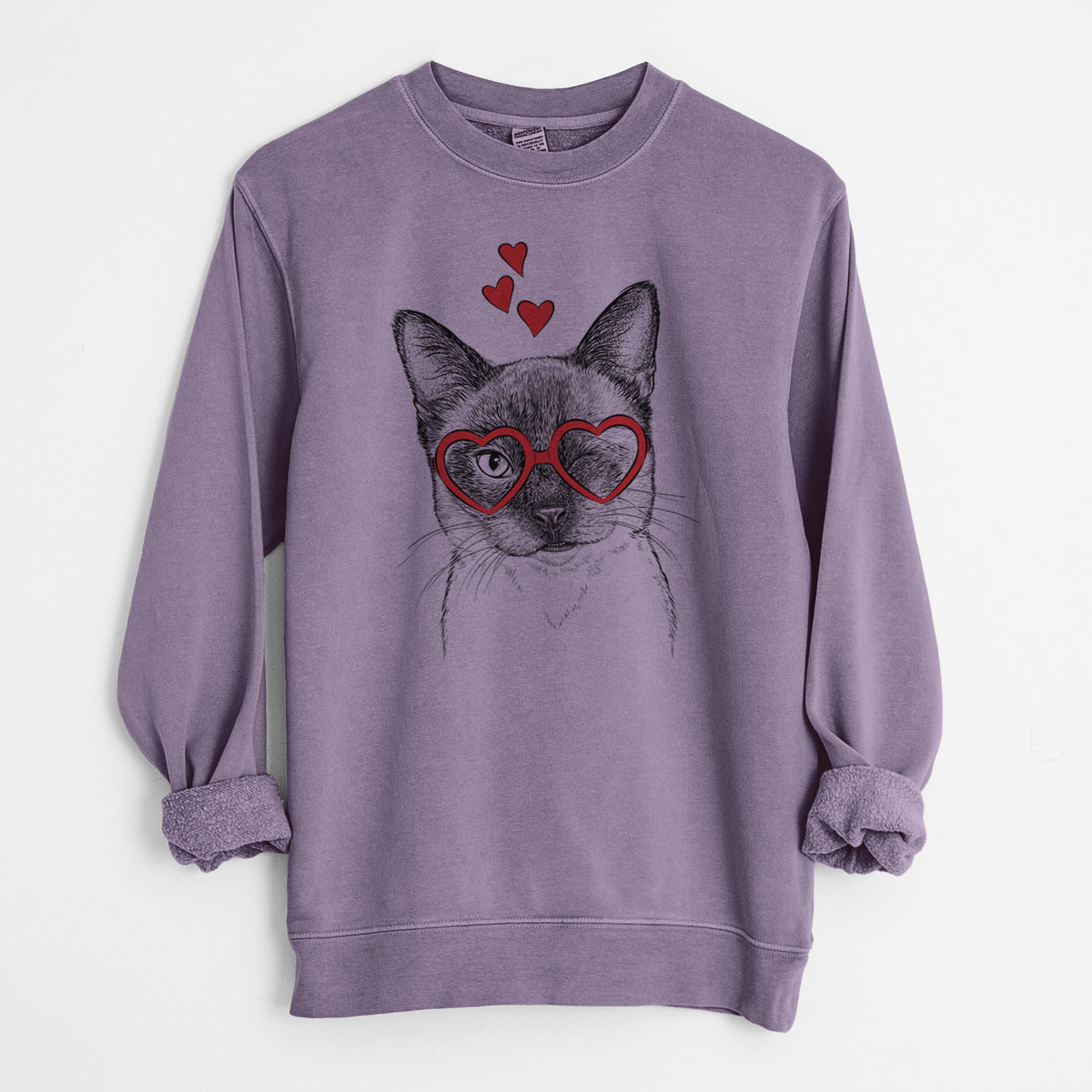 Valentine Hoggle the Siamese Cat - Unisex Pigment Dyed Crew Sweatshirt