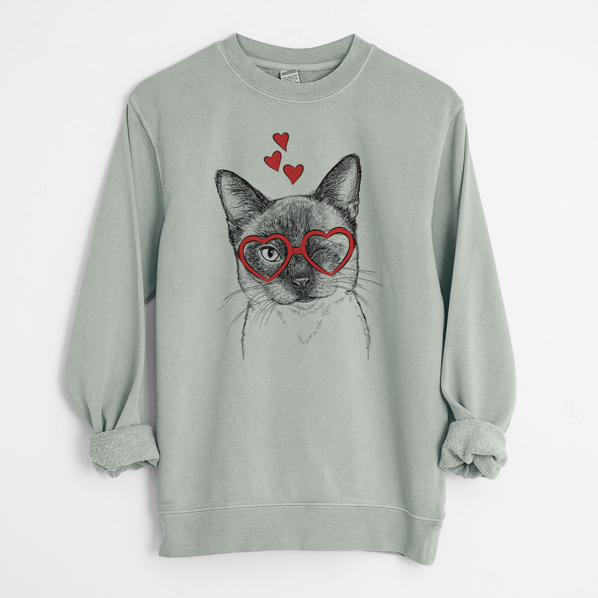 Valentine Hoggle the Siamese Cat - Unisex Pigment Dyed Crew Sweatshirt