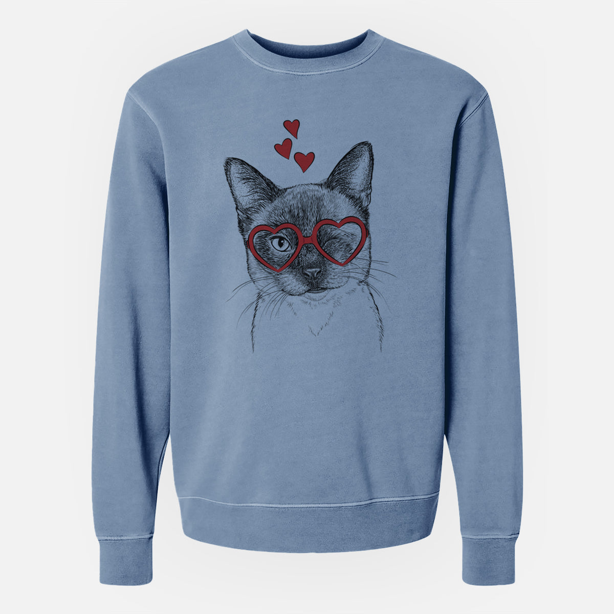Valentine Hoggle the Siamese Cat - Unisex Pigment Dyed Crew Sweatshirt