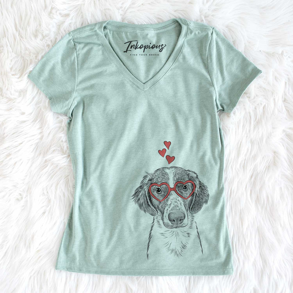 Valentine Holly the Brittany Spaniel - Women&#39;s V-neck Shirt