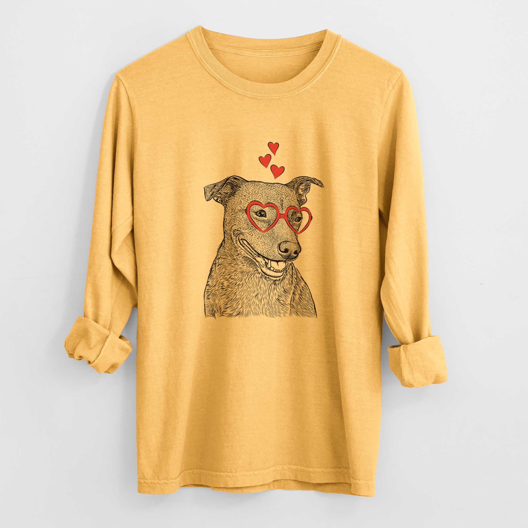 Valentine Honey the Lab Pit Mix - Heavyweight 100% Cotton Long Sleeve