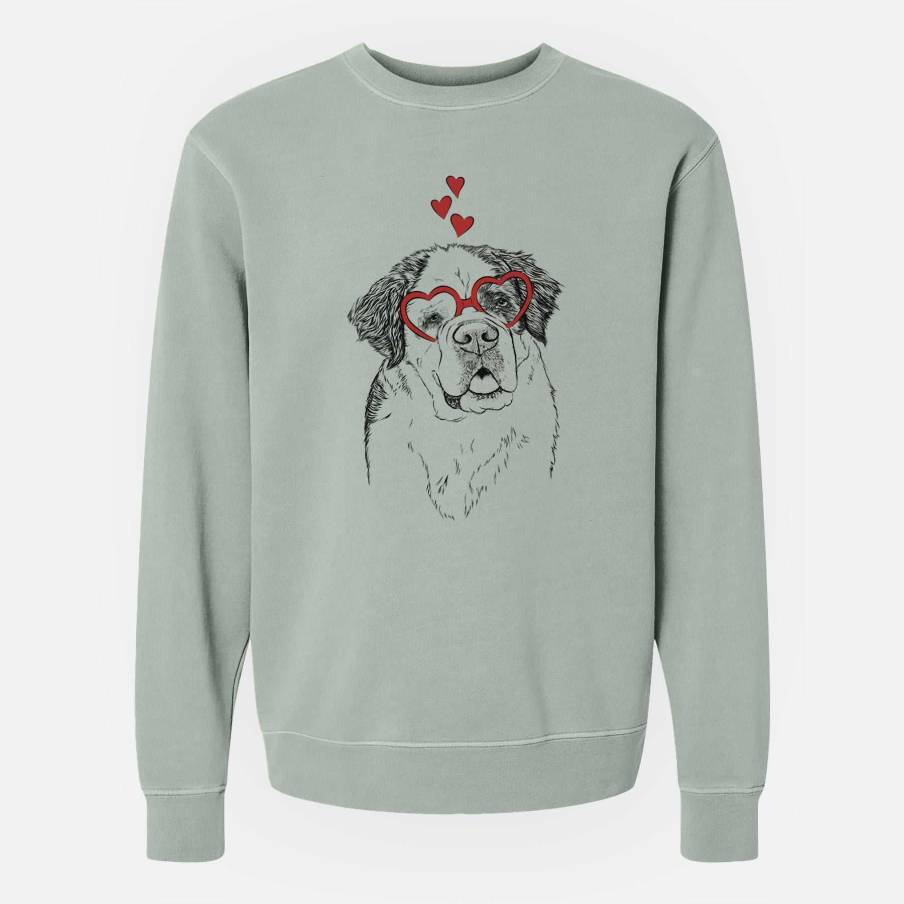 Valentine Hook the Saint Bernard - Unisex Pigment Dyed Crew Sweatshirt