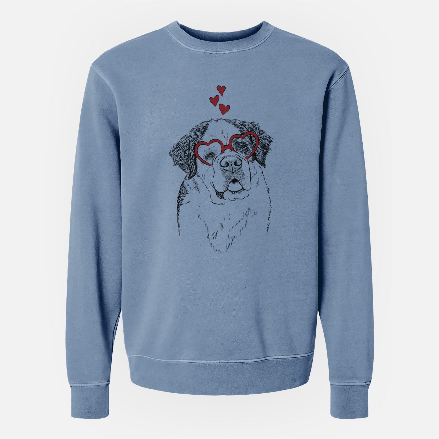 Valentine Hook the Saint Bernard - Unisex Pigment Dyed Crew Sweatshirt