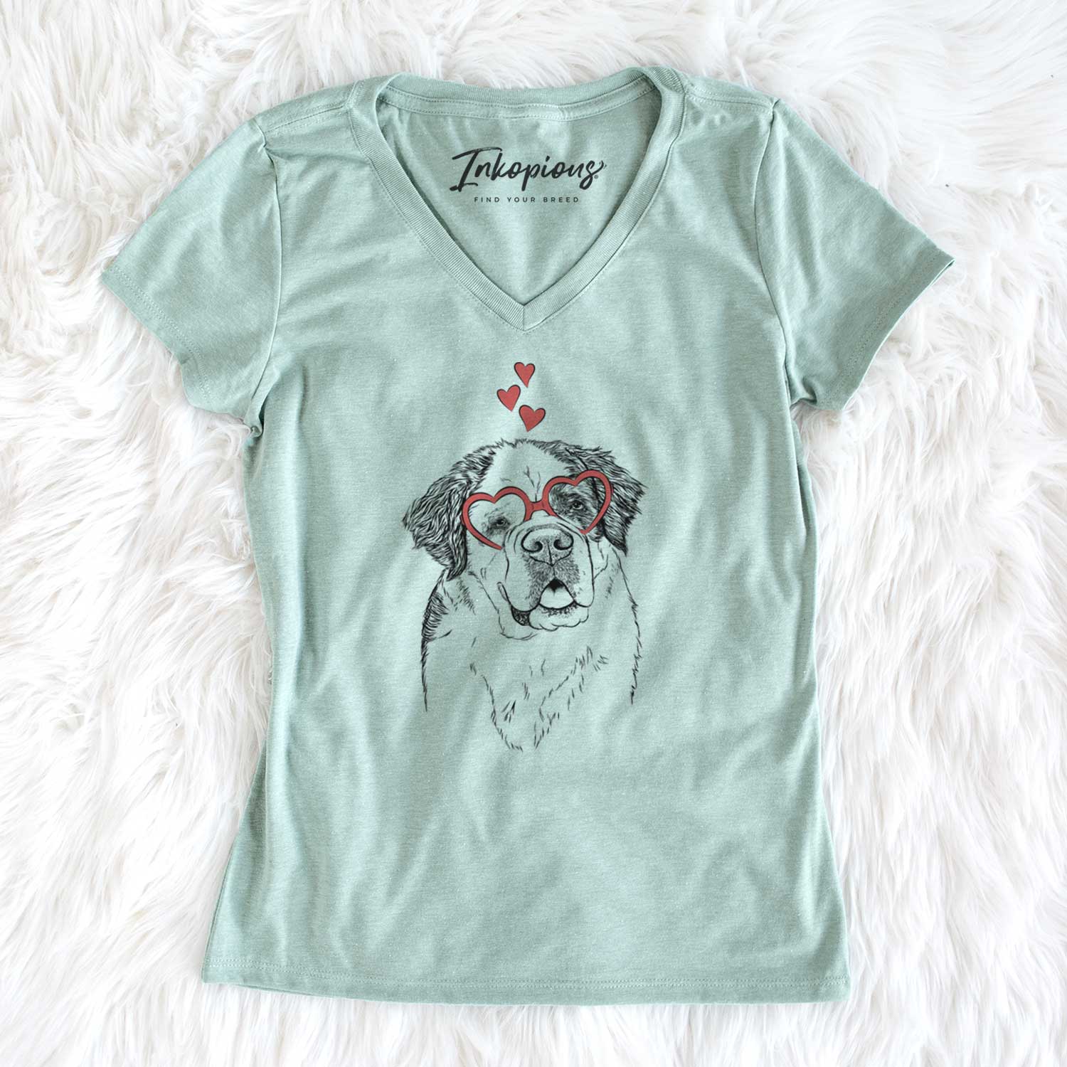 Valentine Hook the Saint Bernard - Women's V-neck Shirt