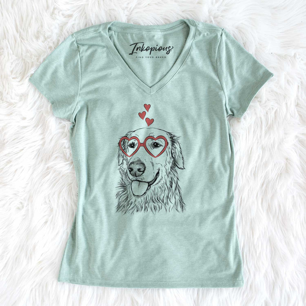 Valentine Hopper the Golden Retriever - Women's V-neck Shirt