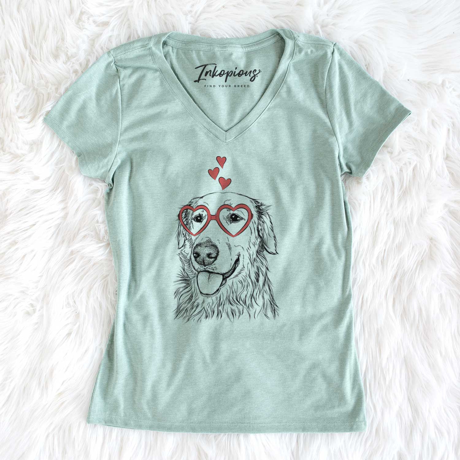 Valentine Hopper the Golden Retriever - Women's V-neck Shirt