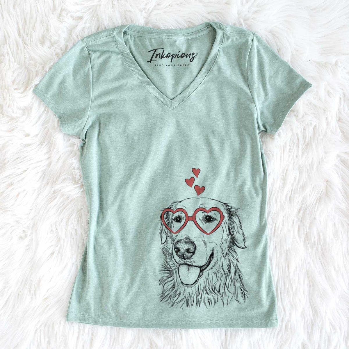 Valentine Hopper the Golden Retriever - Women&#39;s V-neck Shirt