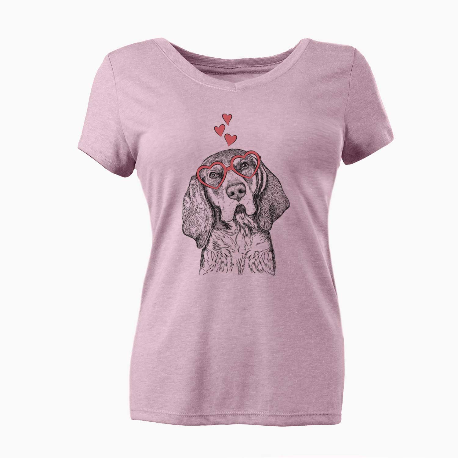 Valentine Huck the Bluetick Coonhound - Women's V-neck Shirt