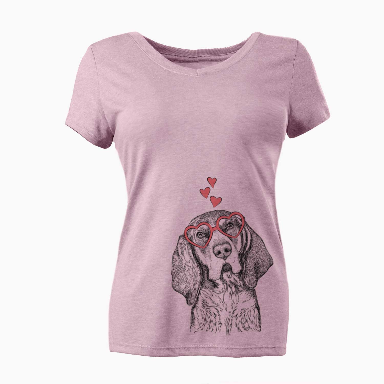 Valentine Huck the Bluetick Coonhound - Women's V-neck Shirt