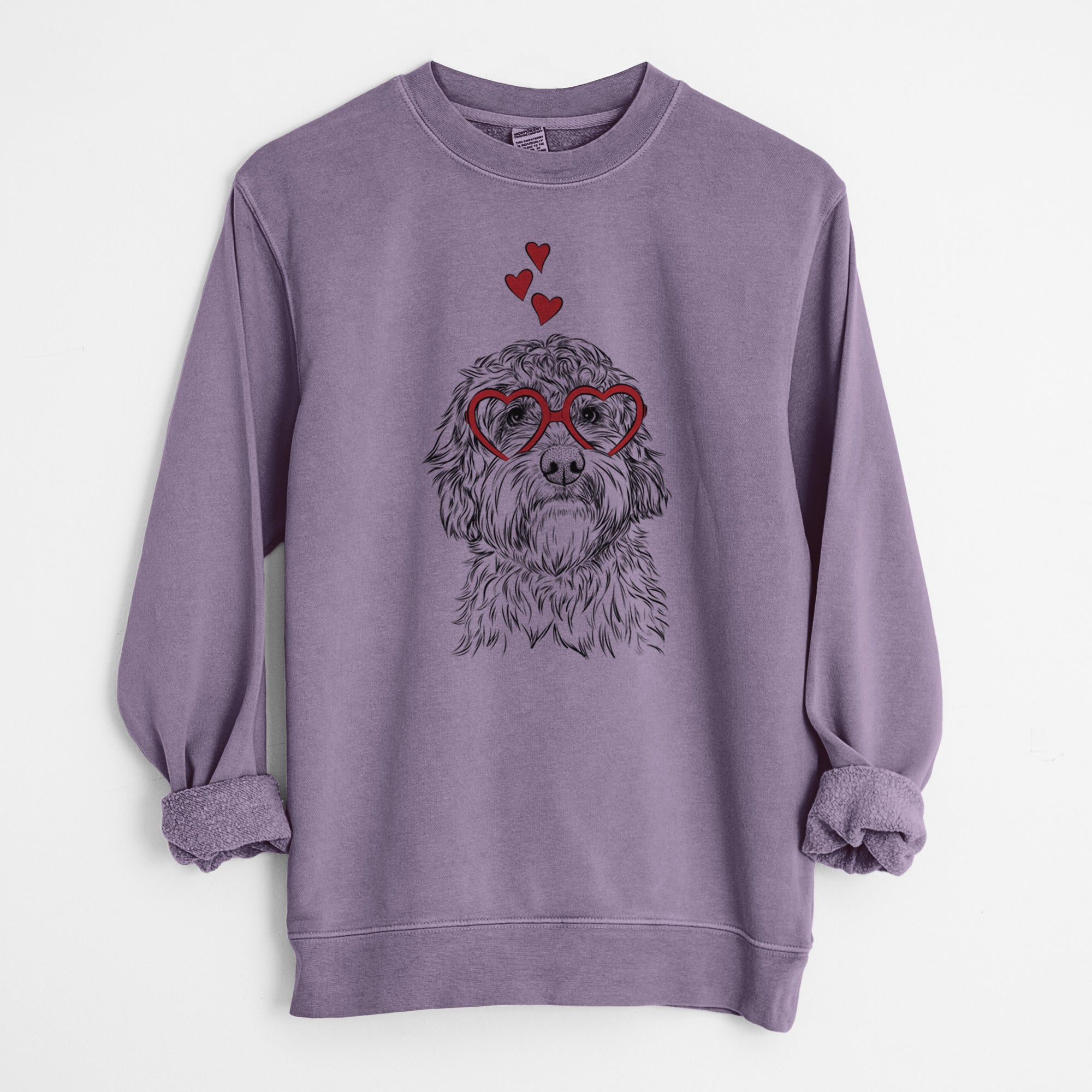 Valentine Huckleberry the Australian Labradoodle - Unisex Pigment Dyed Crew Sweatshirt