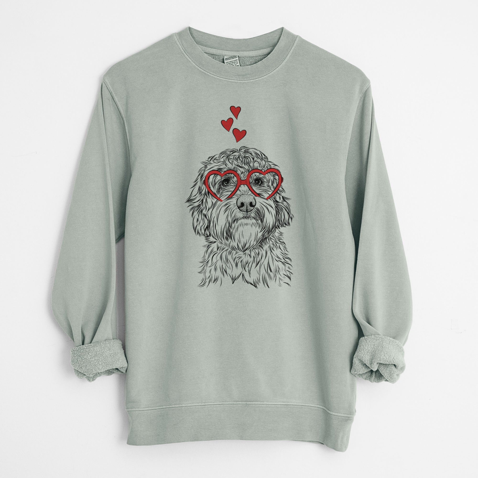 Valentine Huckleberry the Australian Labradoodle - Unisex Pigment Dyed Crew Sweatshirt