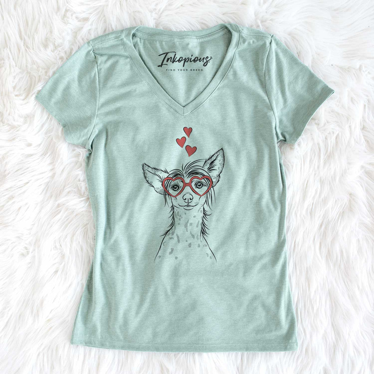 Valentine Hudson the Chinese Crested - Women's V-neck Shirt