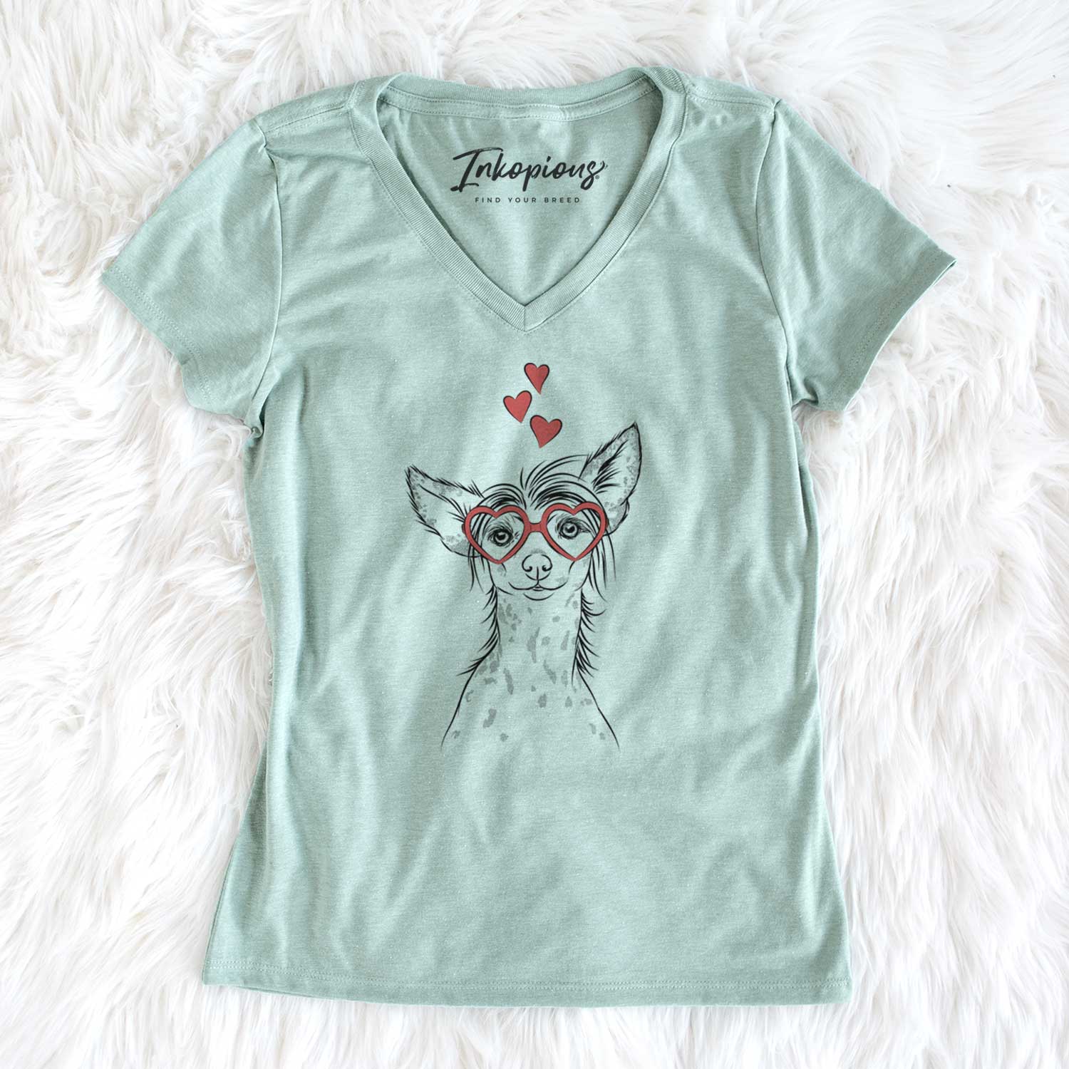 Valentine Hudson the Chinese Crested - Women's V-neck Shirt