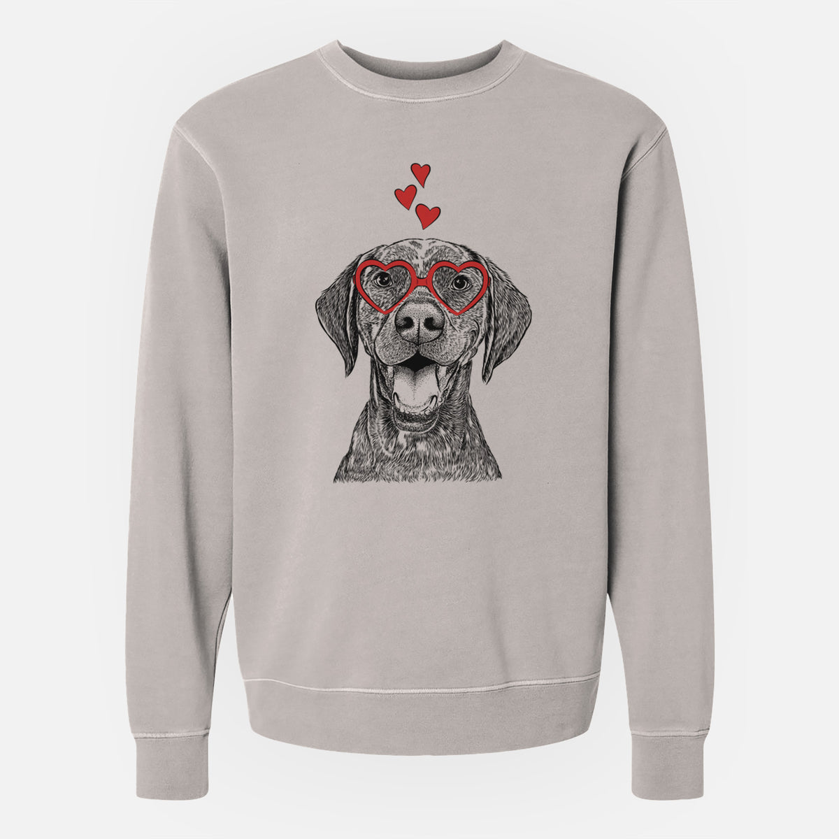 Valentine Hudson the German Shorthaired Pointer - Unisex Pigment Dyed Crew Sweatshirt