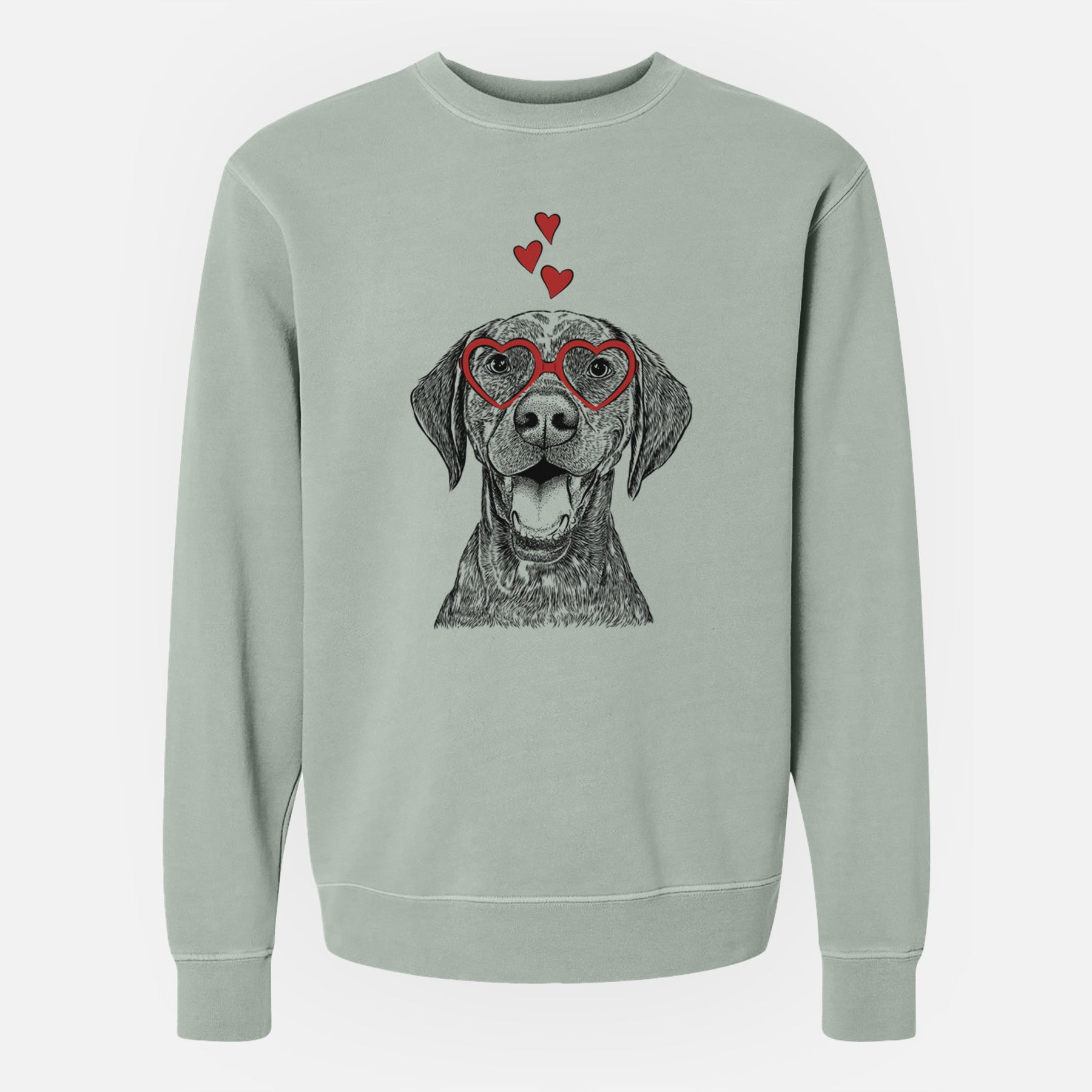 Valentine Hudson the German Shorthaired Pointer - Unisex Pigment Dyed Crew Sweatshirt