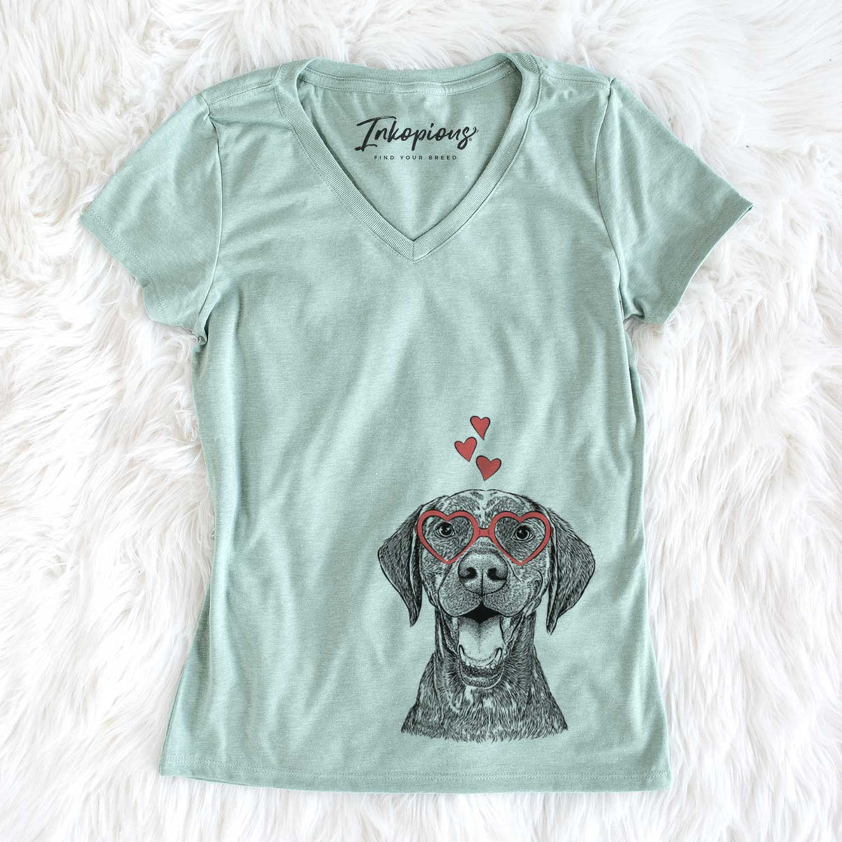 Valentine Hudson the German Shorthaired Pointer - Women&#39;s V-neck Shirt