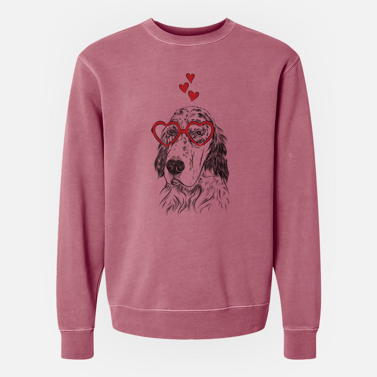 Valentine Hutch the English Setter - Unisex Pigment Dyed Crew Sweatshirt