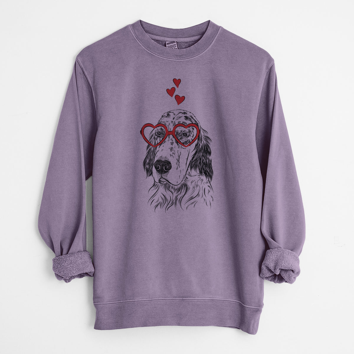 Valentine Hutch the English Setter - Unisex Pigment Dyed Crew Sweatshirt