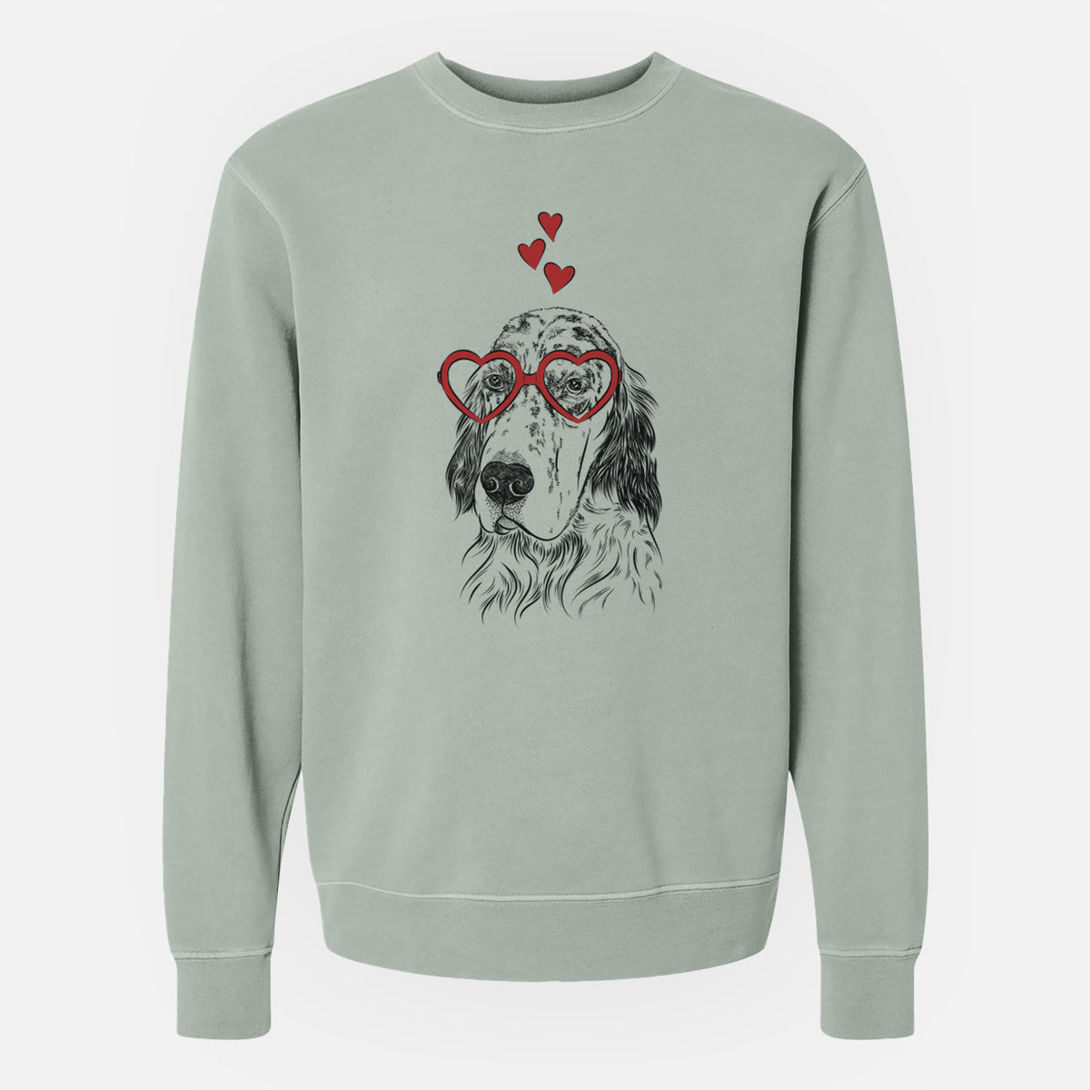 Valentine Hutch the English Setter - Unisex Pigment Dyed Crew Sweatshirt