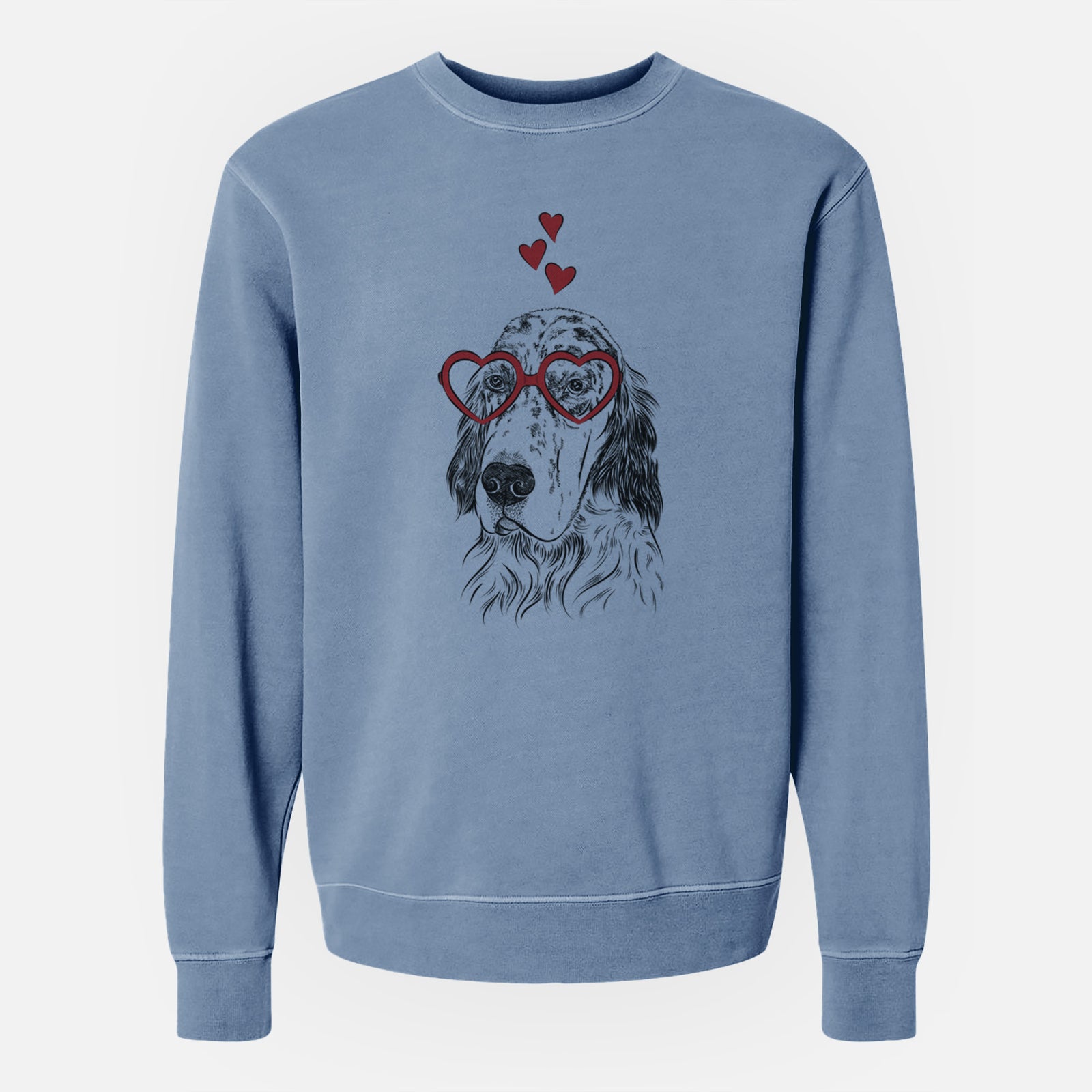 Valentine Hutch the English Setter - Unisex Pigment Dyed Crew Sweatshirt