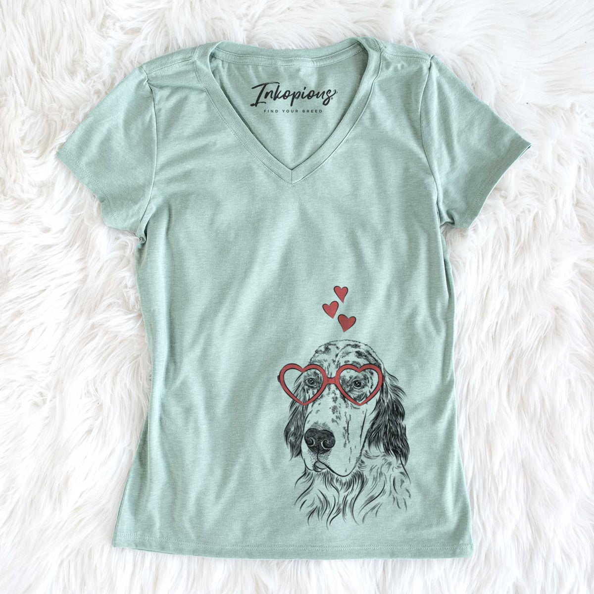 Valentine Hutch the English Setter - Women's V-neck Shirt
