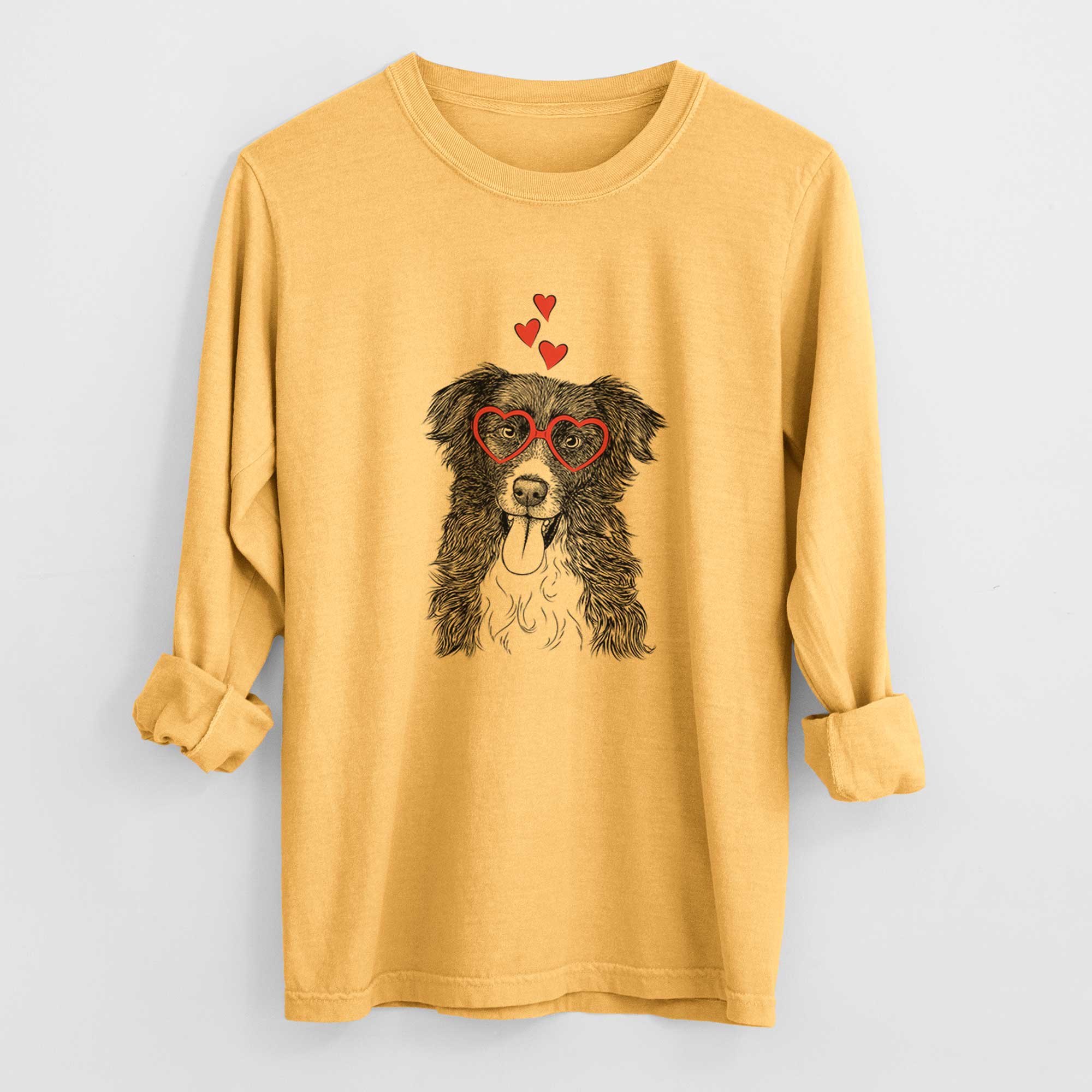 Valentine Indi the Border Collie - Heavyweight 100% Cotton Long Sleeve