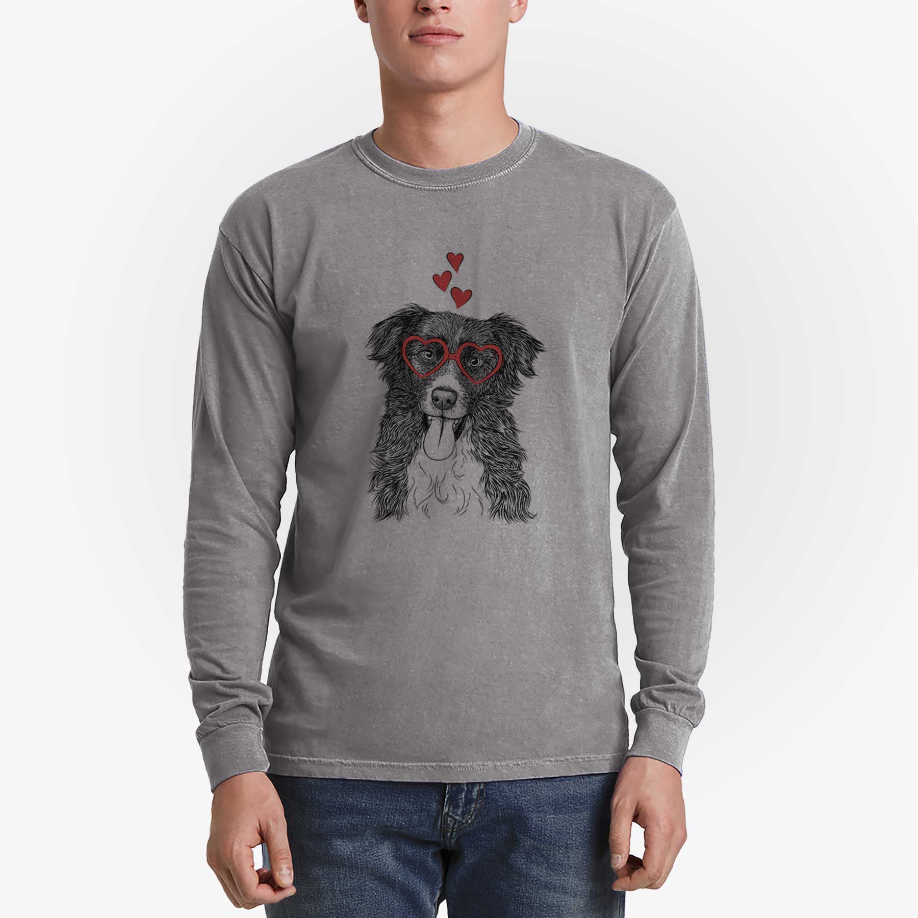 Valentine Indi the Border Collie - Heavyweight 100% Cotton Long Sleeve