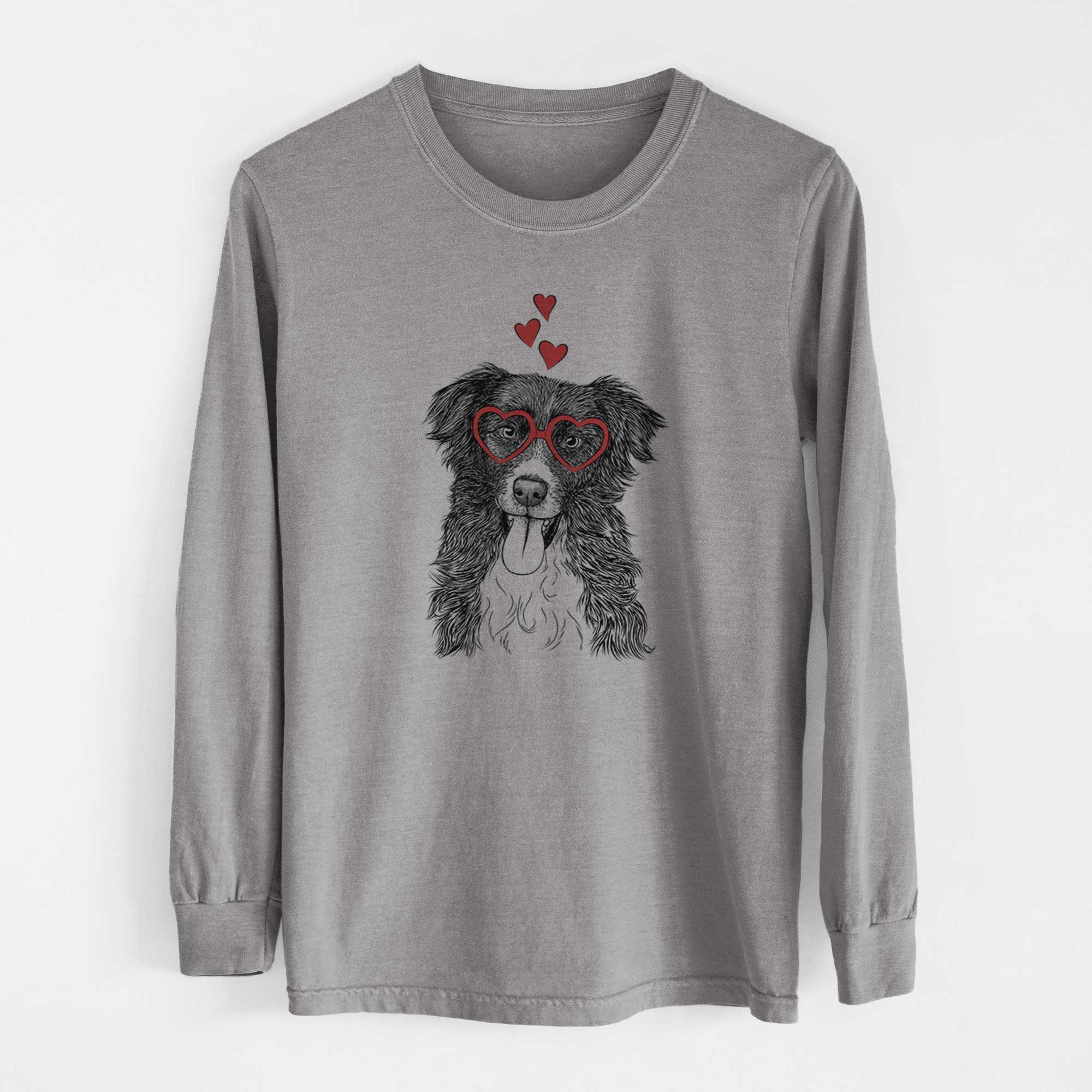 Valentine Indi the Border Collie - Heavyweight 100% Cotton Long Sleeve