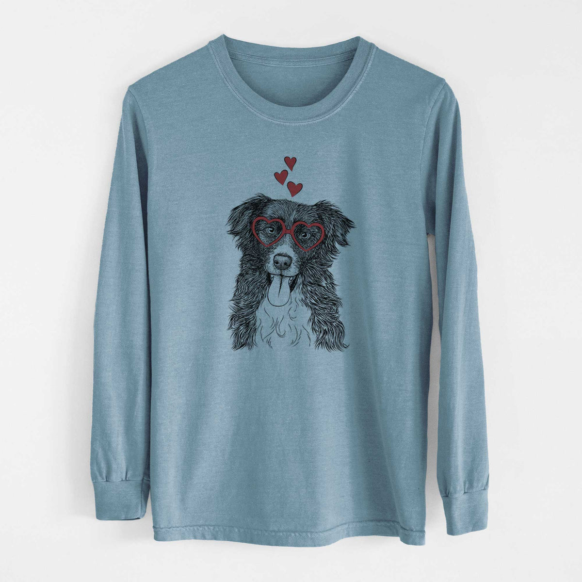 Valentine Indi the Border Collie - Heavyweight 100% Cotton Long Sleeve