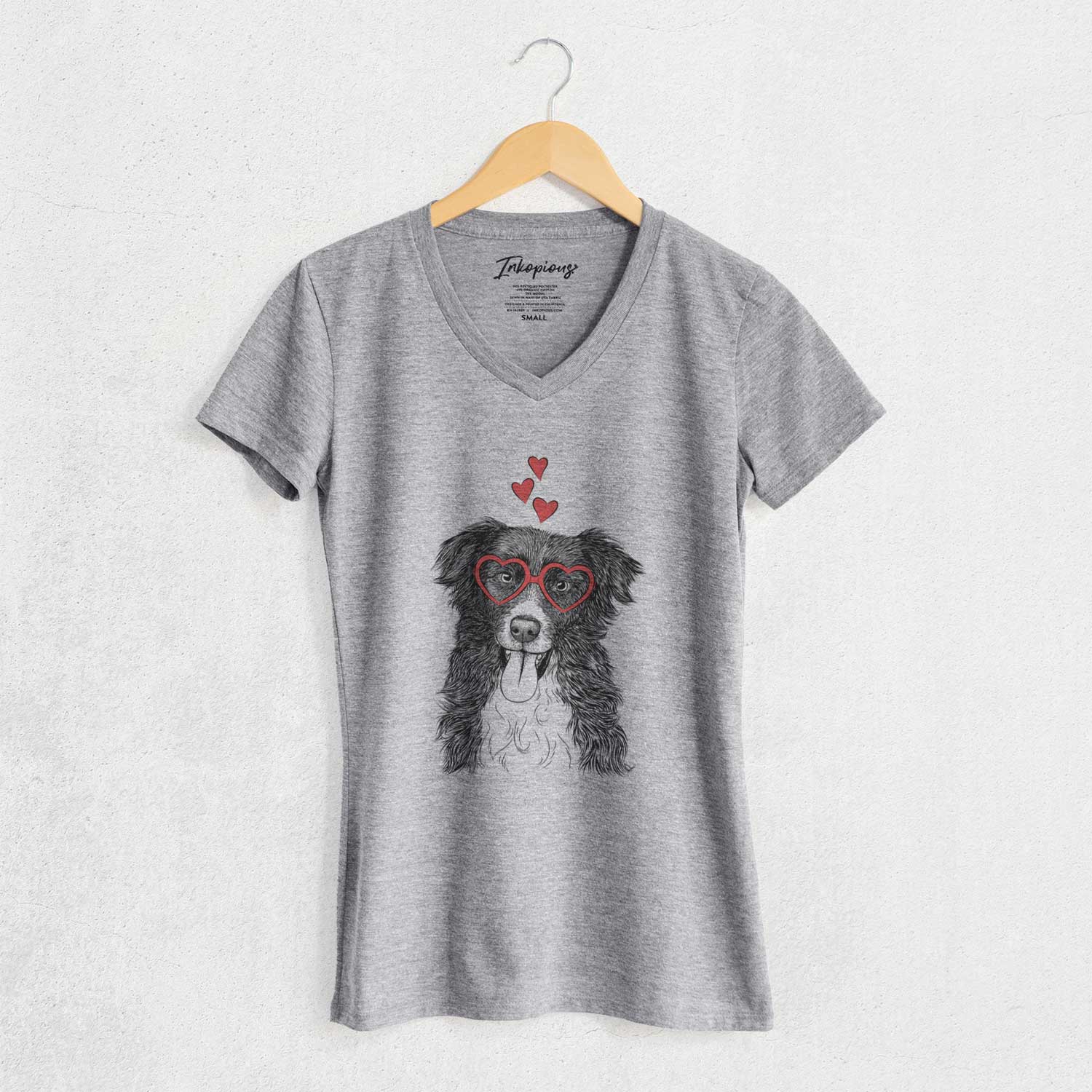 Valentine Indi the Border Collie - Women's V-neck Shirt