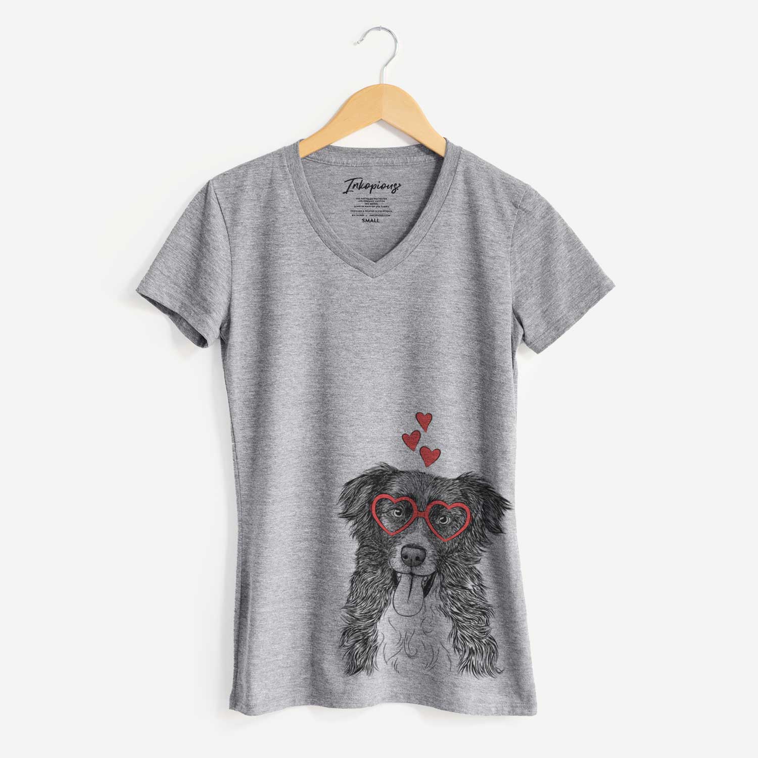 Valentine Indi the Border Collie - Women's V-neck Shirt