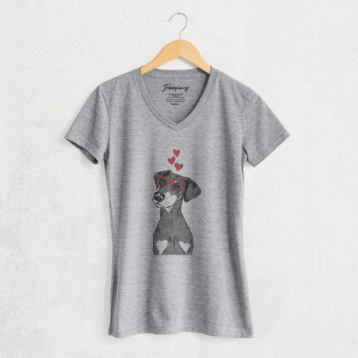 Valentine Iroh the Doberman Pinscher - Women's V-neck Shirt