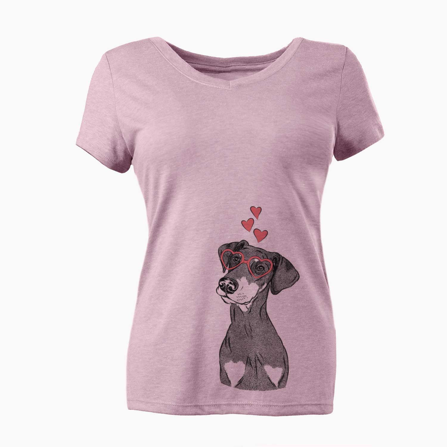 Valentine Iroh the Doberman Pinscher - Women's V-neck Shirt