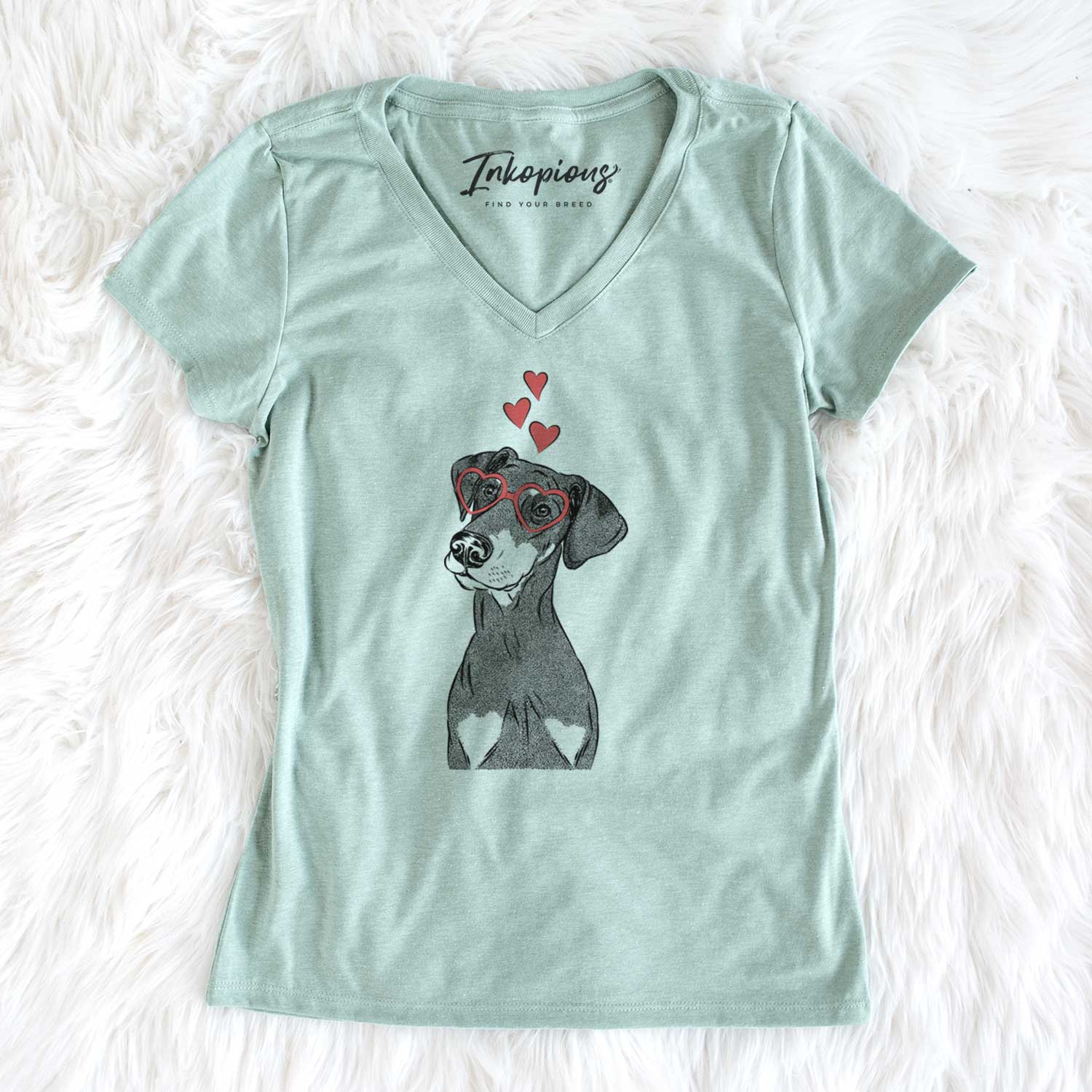 Valentine Iroh the Doberman Pinscher - Women's V-neck Shirt