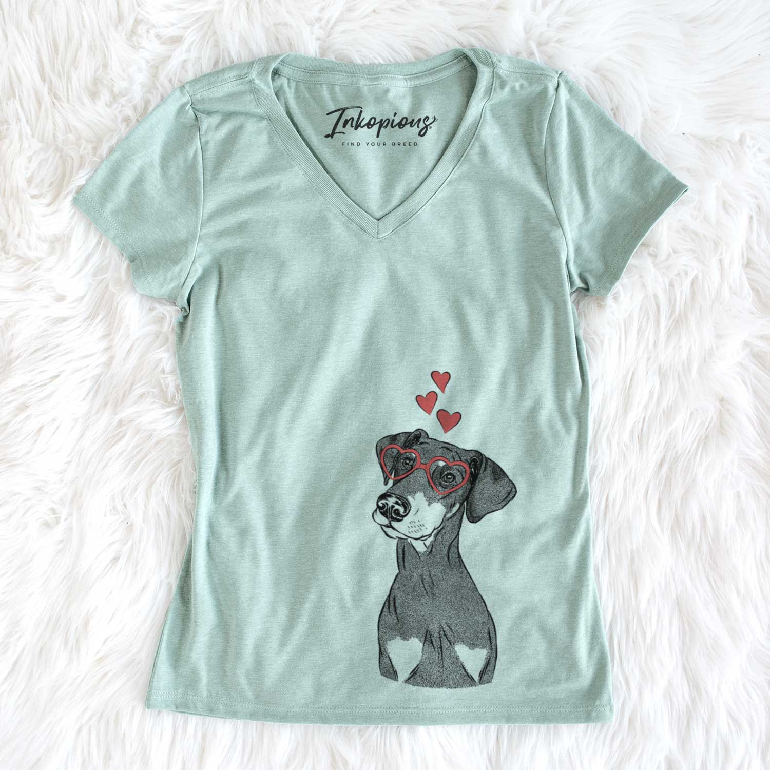 Valentine Iroh the Doberman Pinscher - Women's V-neck Shirt