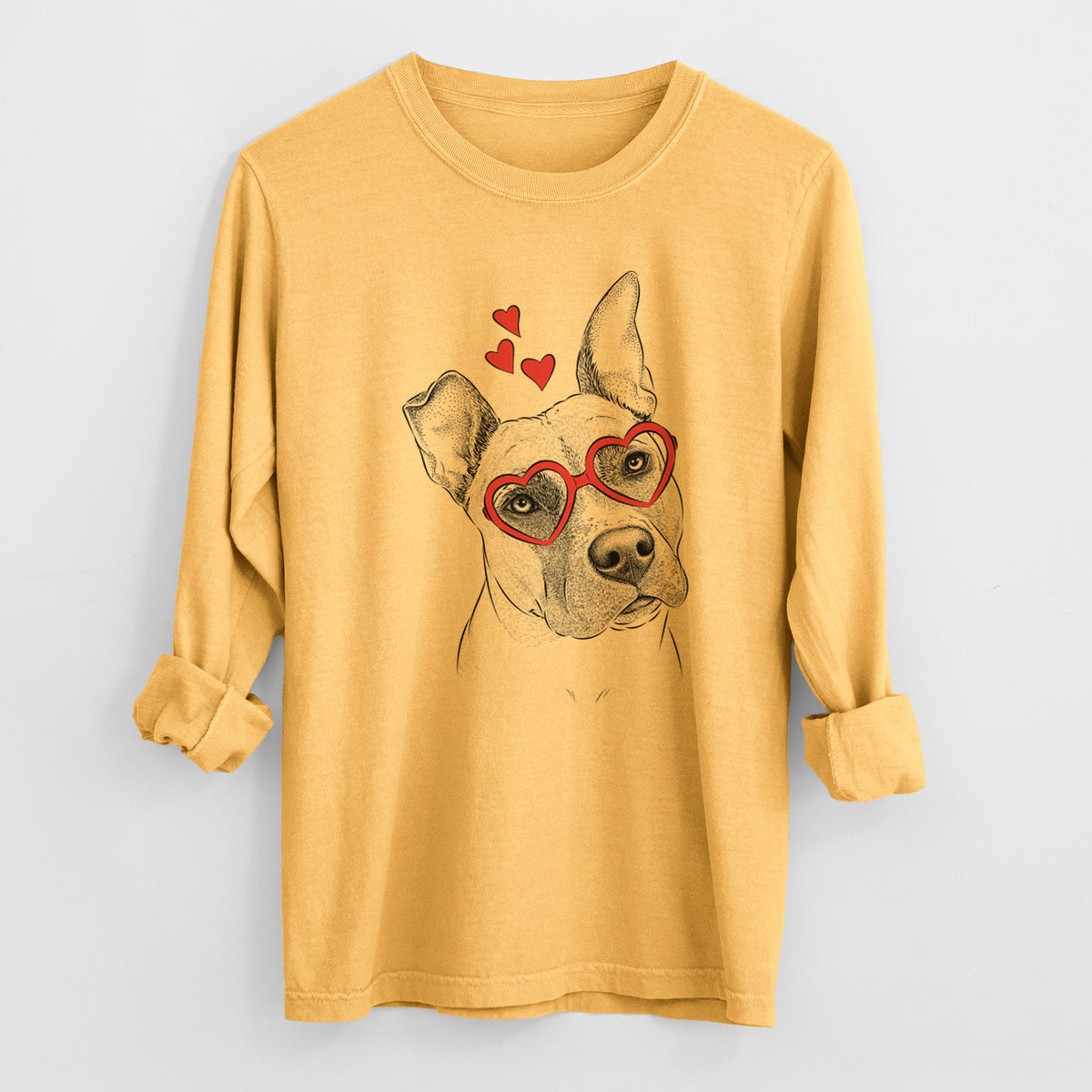 Valentine Ivy the Pitbull Mix - Heavyweight 100% Cotton Long Sleeve
