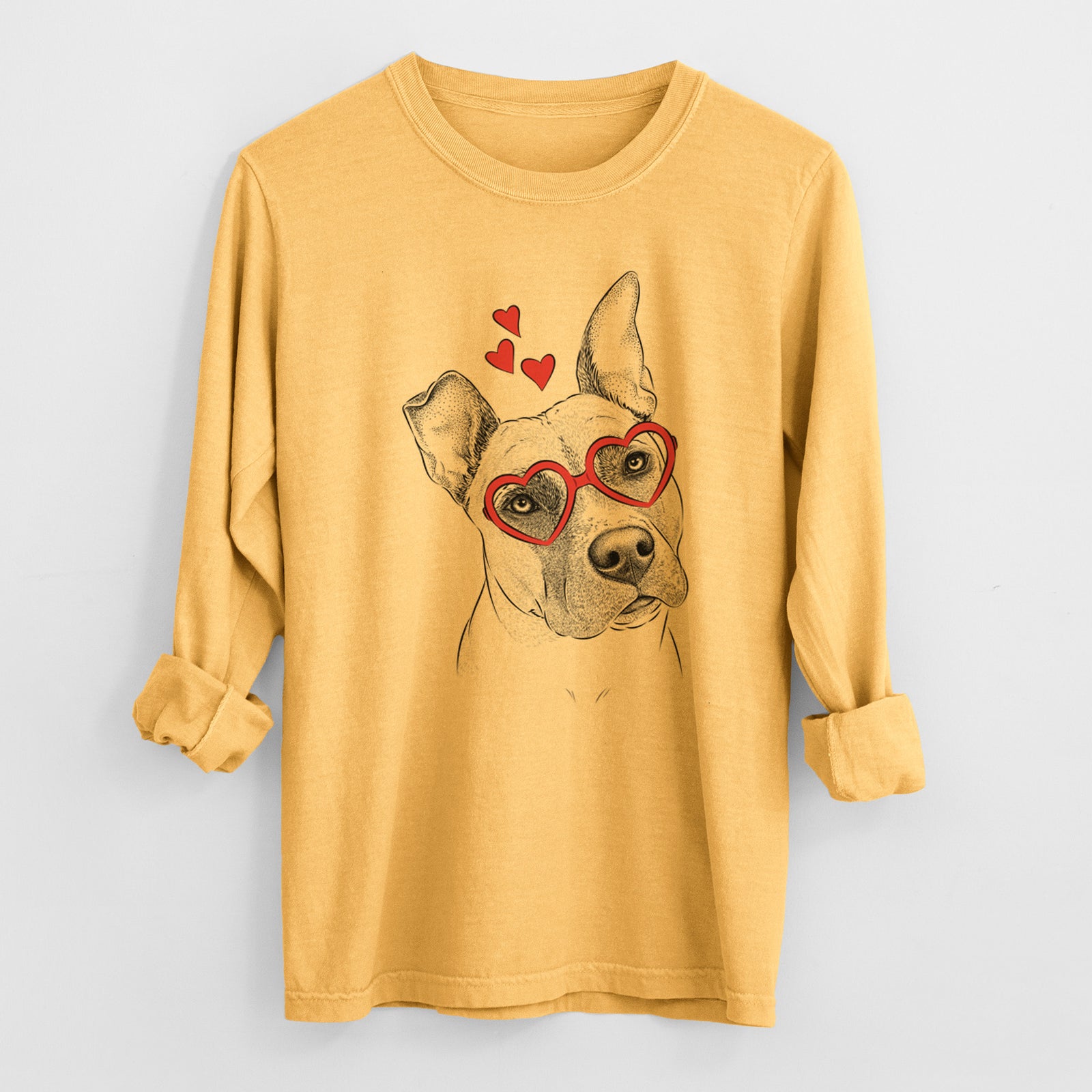 Valentine Ivy the Pitbull Mix - Heavyweight 100% Cotton Long Sleeve