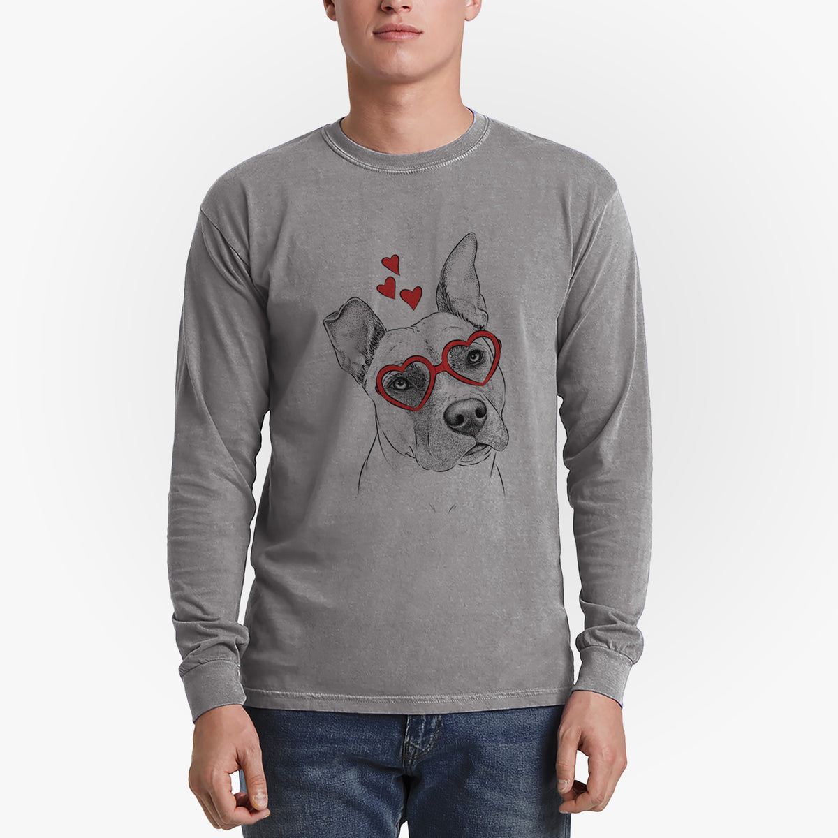 Valentine Ivy the Pitbull Mix - Heavyweight 100% Cotton Long Sleeve