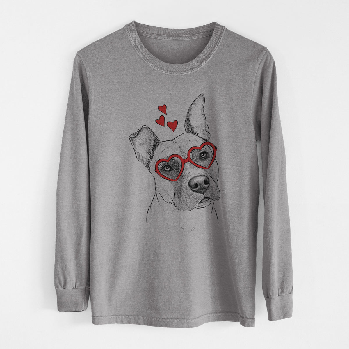 Valentine Ivy the Pitbull Mix - Heavyweight 100% Cotton Long Sleeve