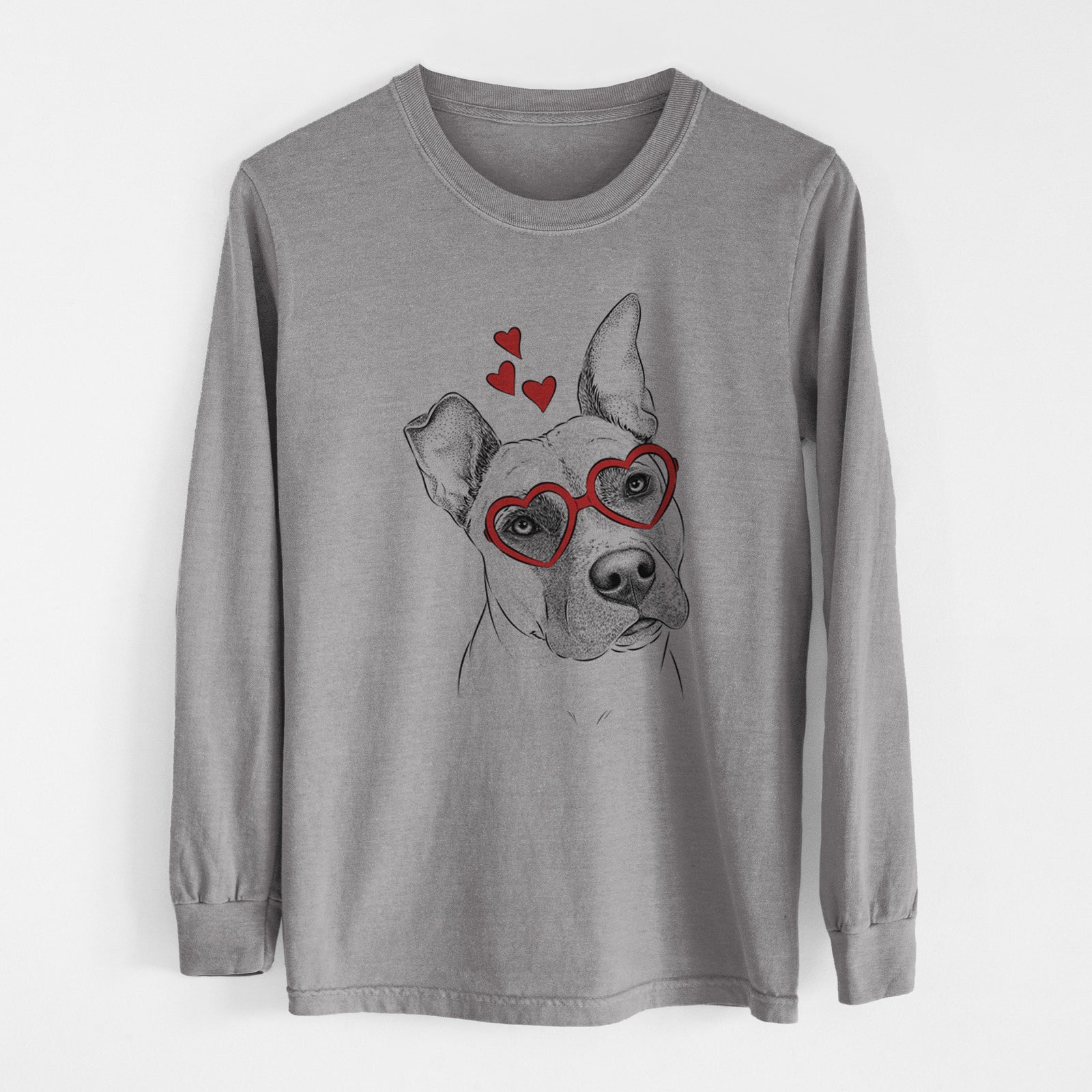 Valentine Ivy the Pitbull Mix - Heavyweight 100% Cotton Long Sleeve